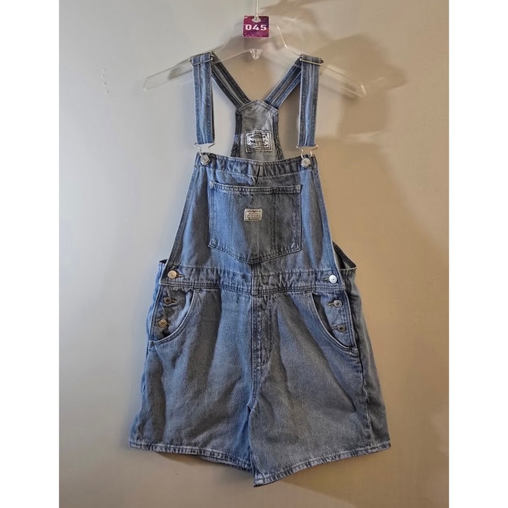 Levi Strauss & Co Women Shortall Overalls Light Wash Denim Bibs Cotton Size S